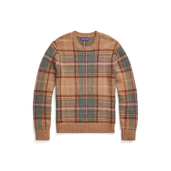 $1995 Sold Out Tan Plaid Cashmere Sweater - Picture 1 of 5